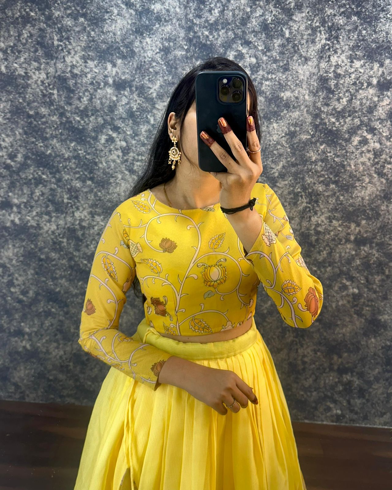 Kalamkari crop-top Kota doriya printed Lehenga sets