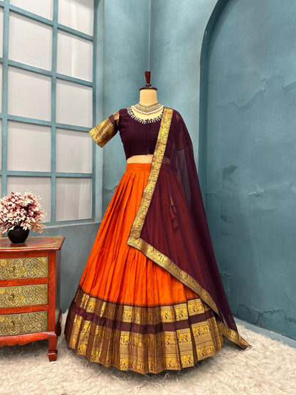 Kanjipuram Kollam Designer Sravanamasam lehenga