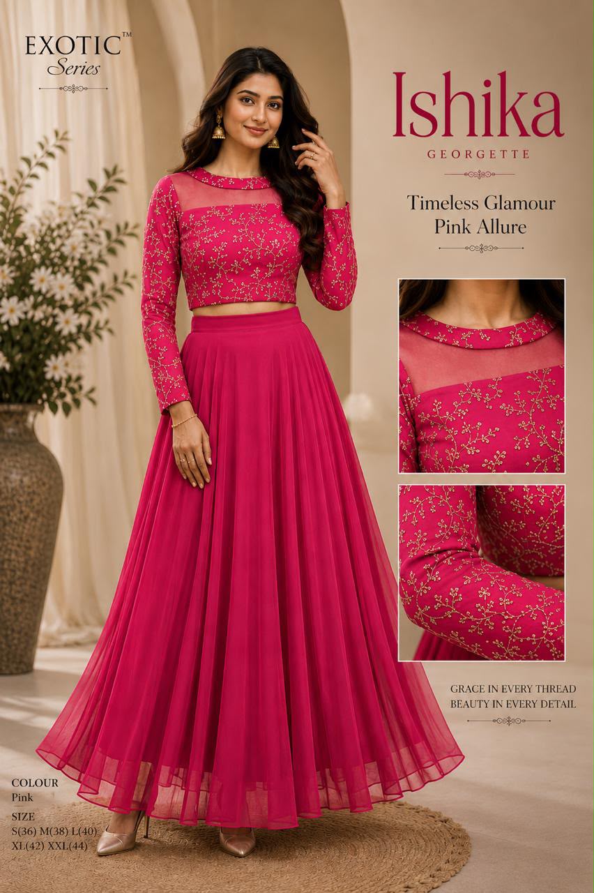 Crop top style (Anarakali ) gown stylish work sets