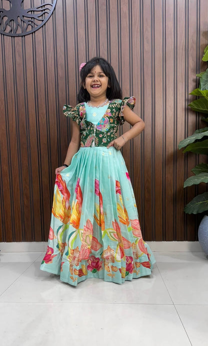 Kids position viscos silk gowns with Coat