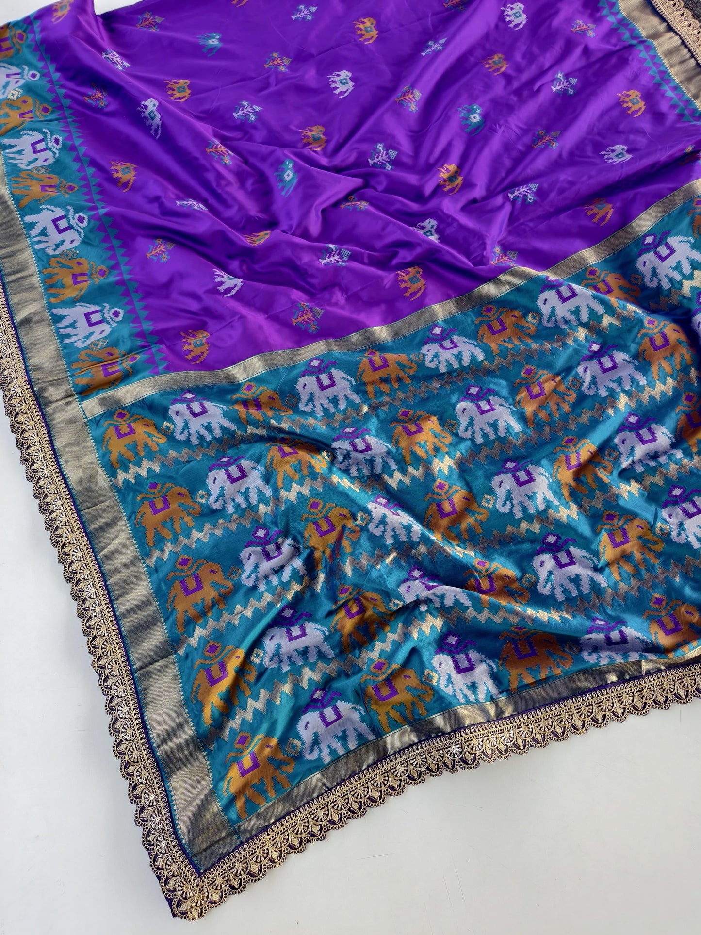 Soft weaves Patola elephant saree with stitched blosue