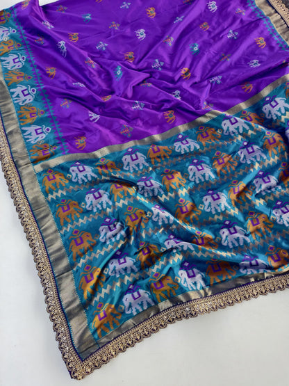 Soft weaves Patola elephant saree with stitched blosue