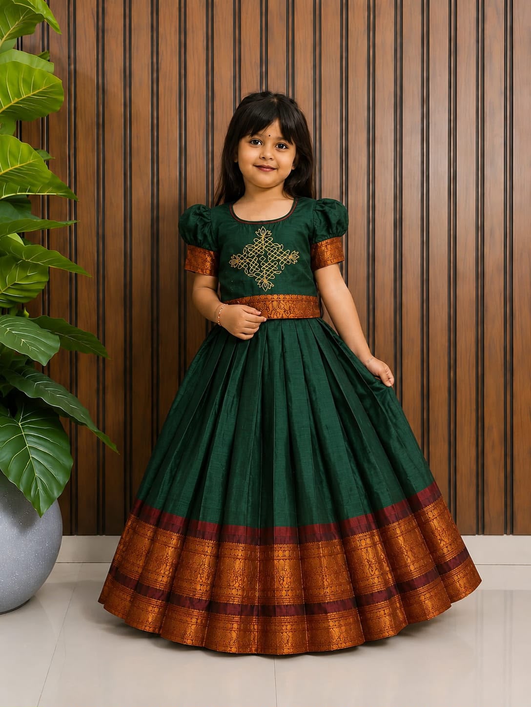 Kollam design cute kids lehenga