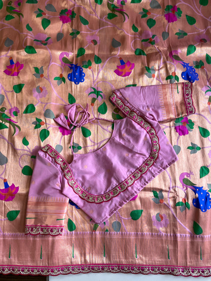 Banarasi pattu saree with paithani weaving saree with stitched blouse