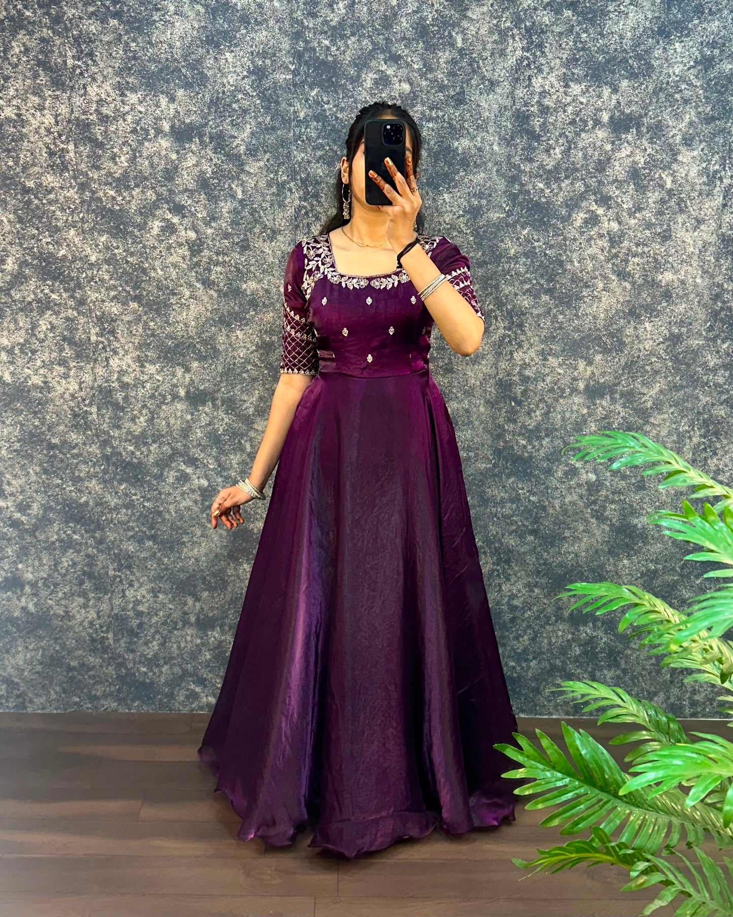 Premium Embroidery Sequence Gown with Dupatta