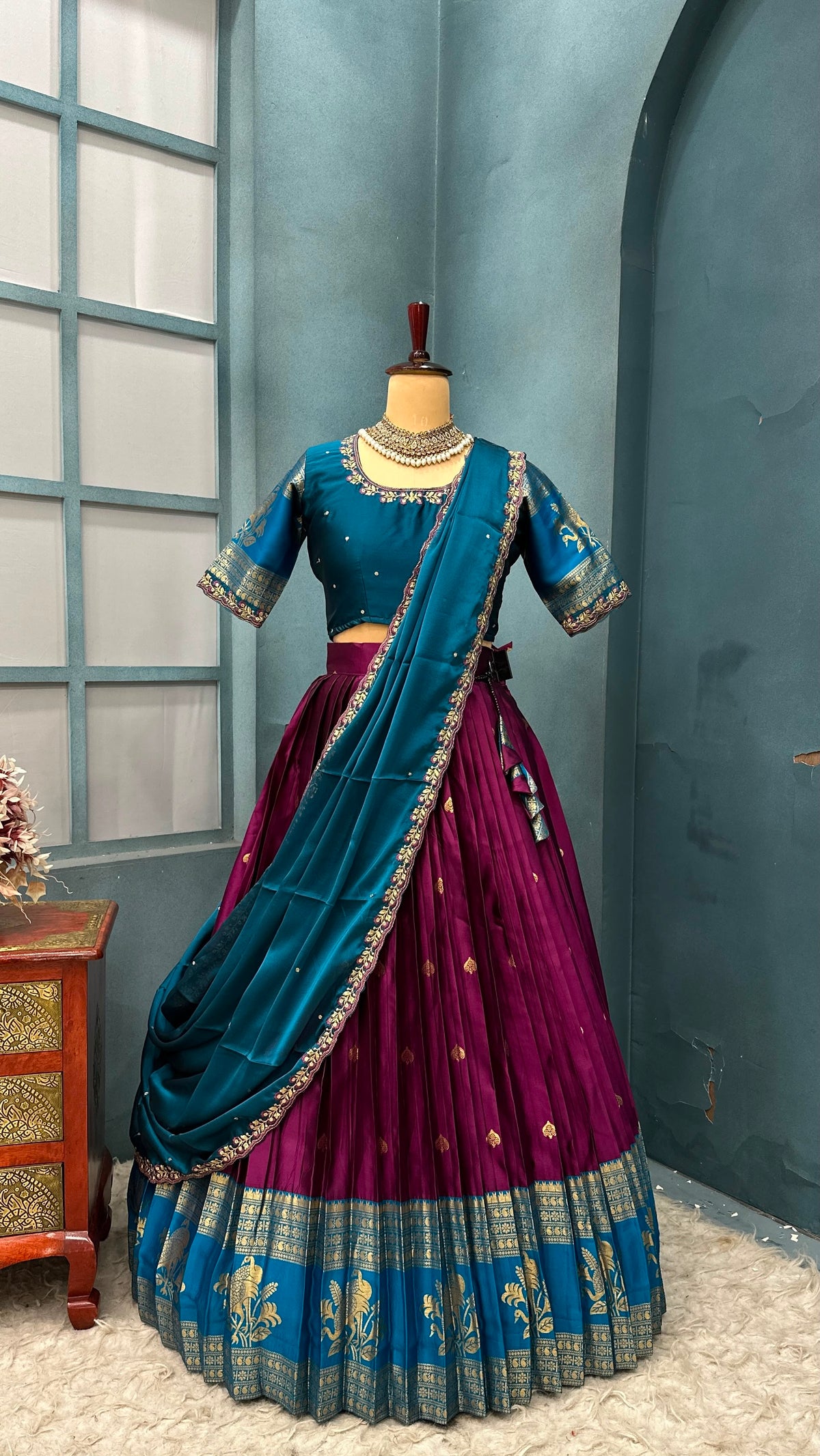 Kanjivaram sravanamasam Designer semiPattu Lehenags