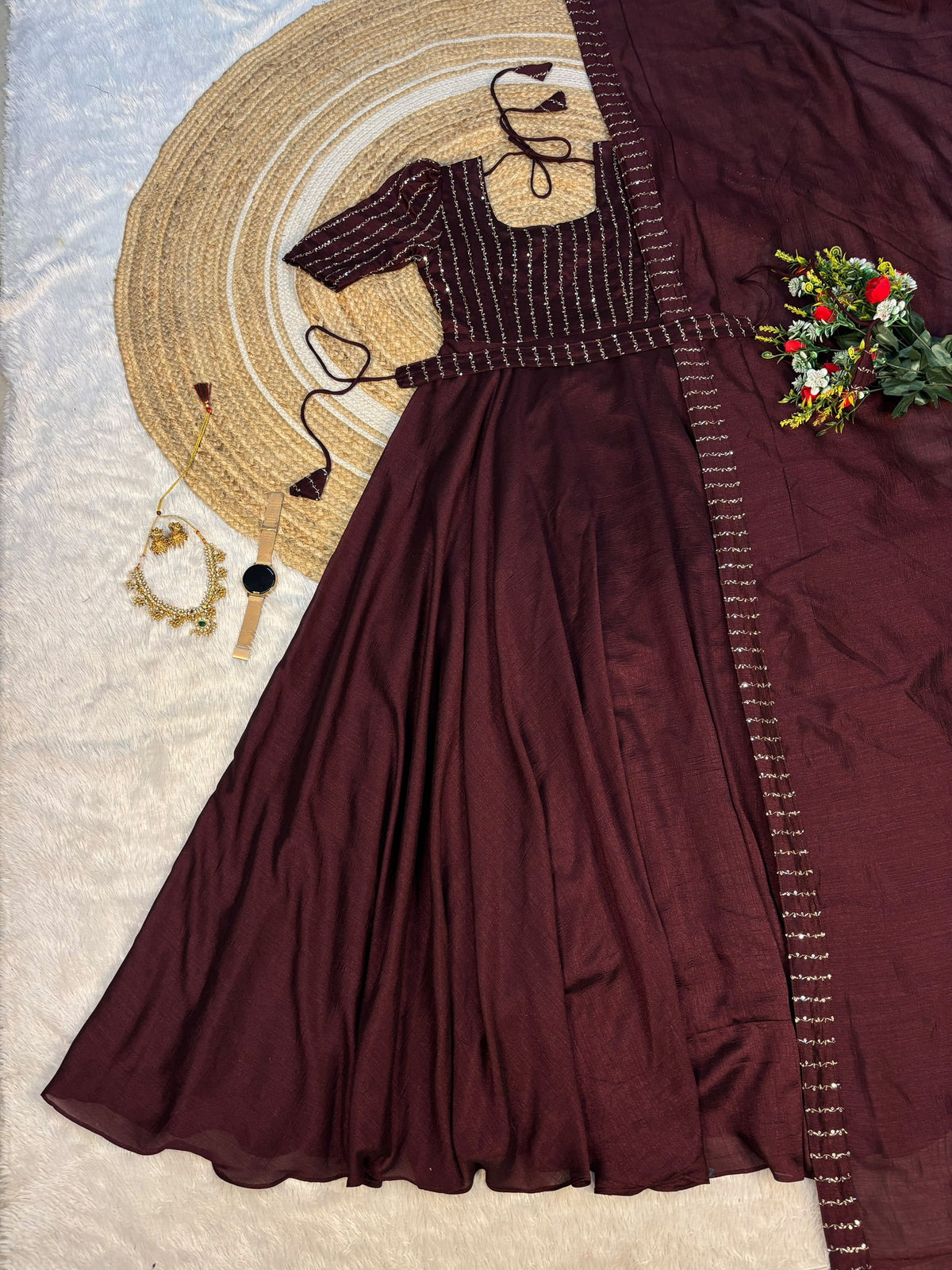 party wear draping style cafe gown