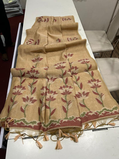 Munga Jamdani  Cotton Classic Resham Budget saree