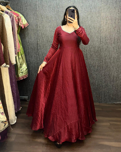 Fendy silk crush mirror lace gowns