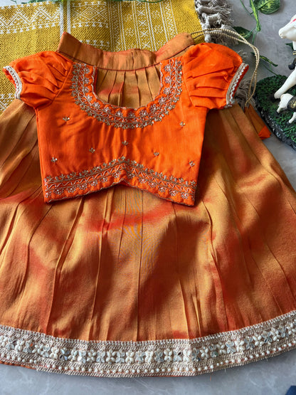 Kanjivaram Maggam Kids Dress Cute Sets