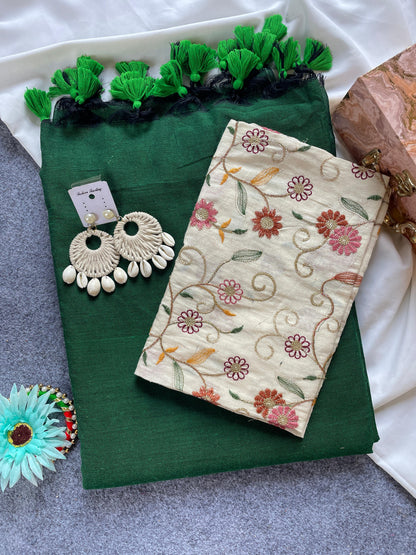 Budget Khadi cotton with beautiful work blouse