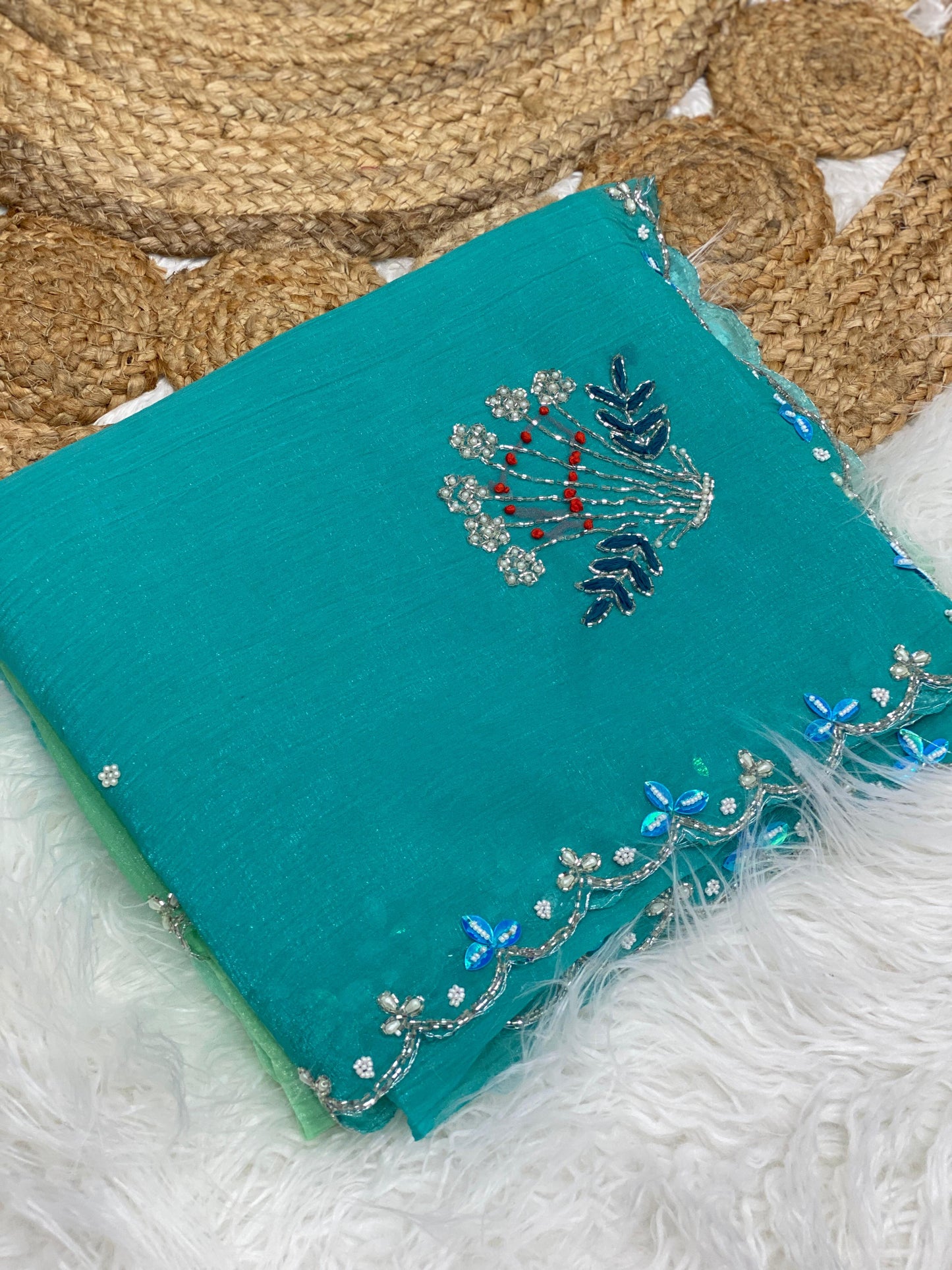 Crunchy silk trendy look party wear saree