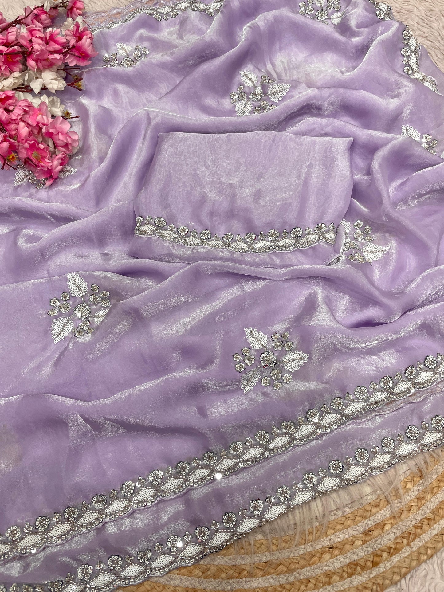 Partywear Fendy Satin saree Luxe Beads