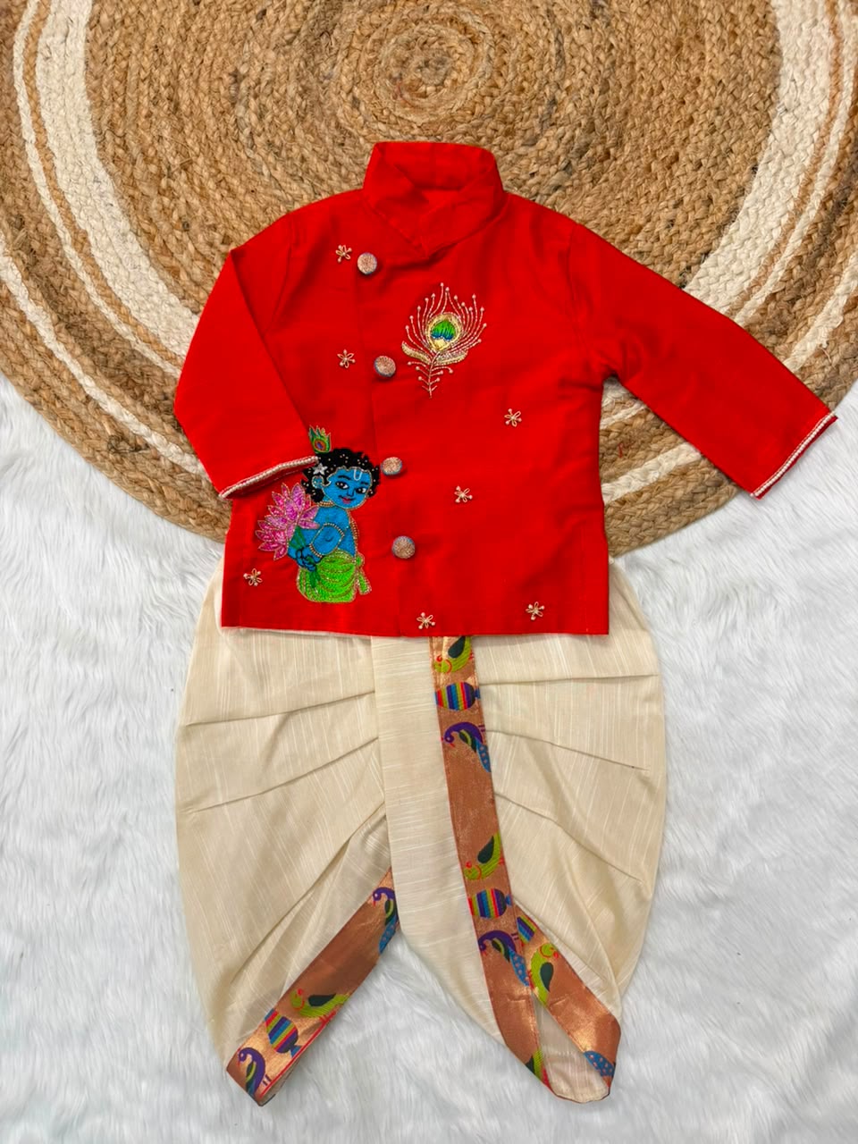 Premium Boy  Raw Silk Kurta with Dhoti Set