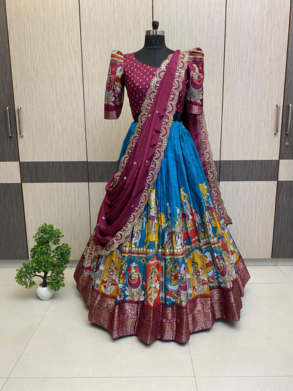 Kalamkari Unstitched Lehengas Choli sets