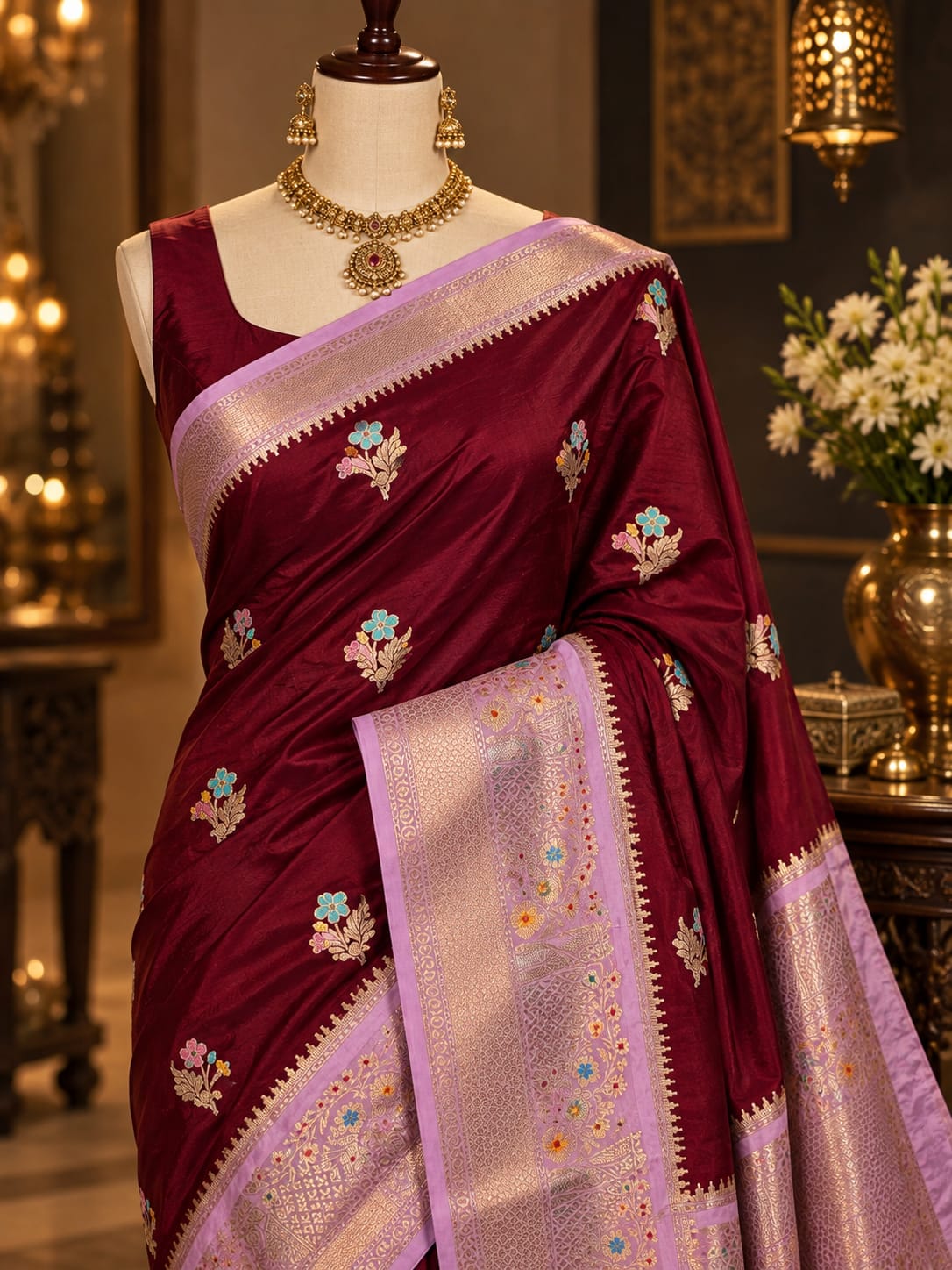 Banarasi katan silk zari butti budget saree