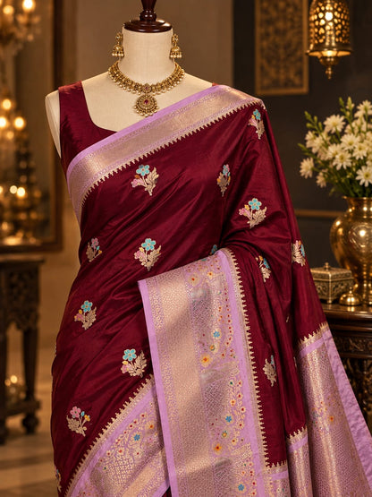 Banarasi katan silk zari butti budget saree