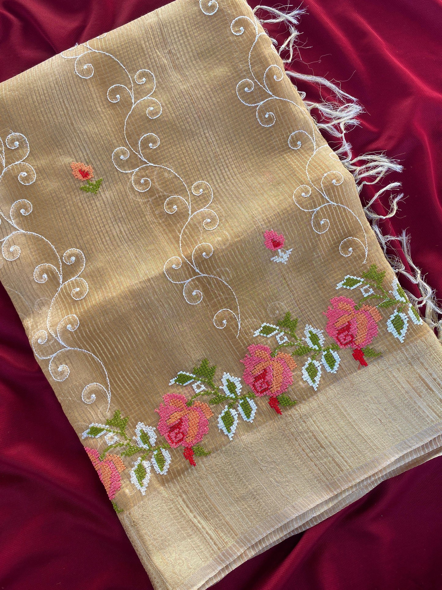 Kota budget Embroidery jequard border sarees