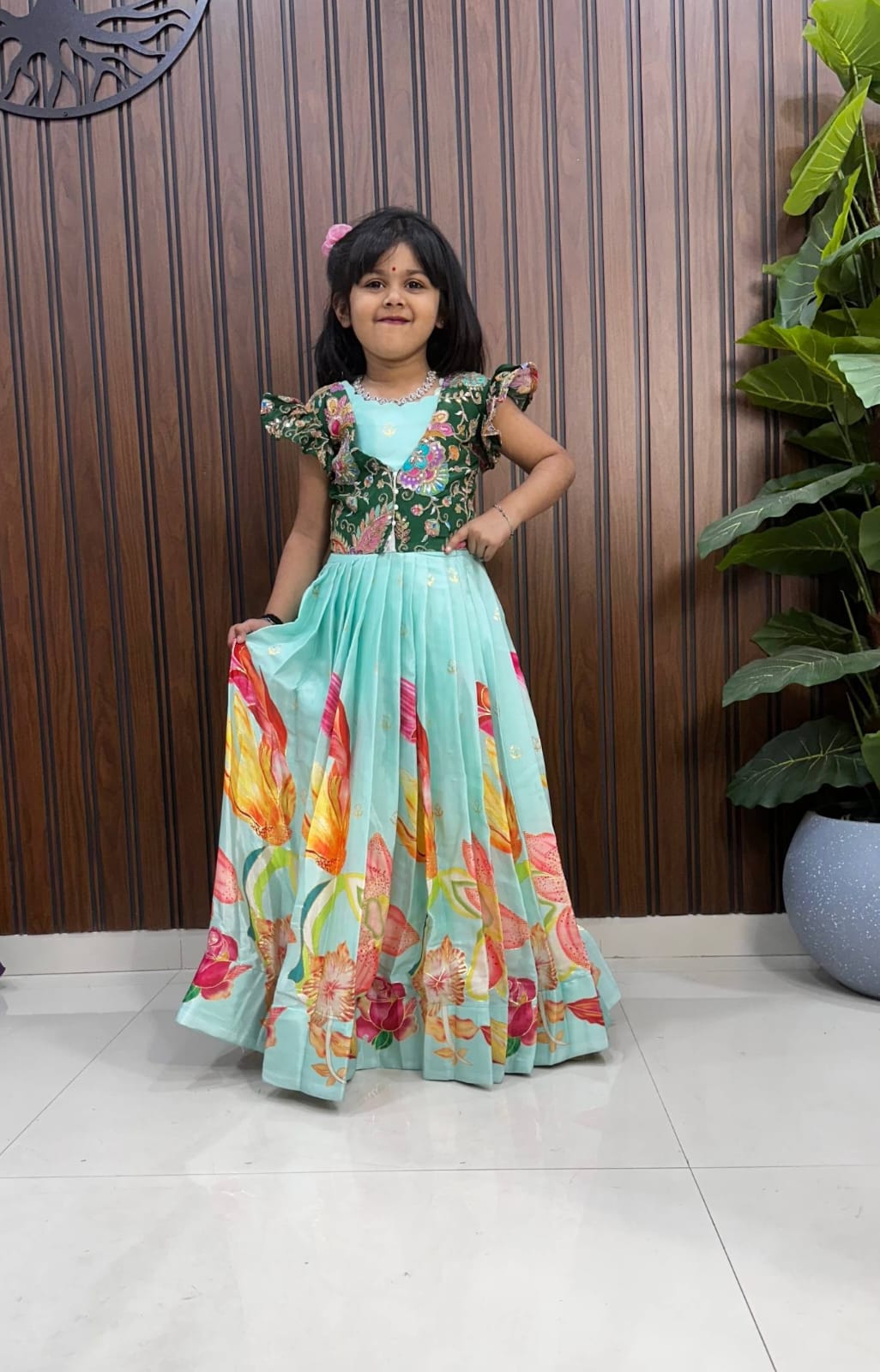 Kids position viscos silk gowns with Coat