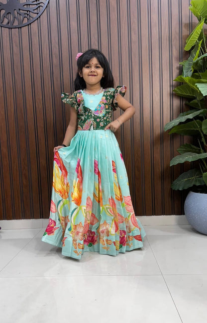 Kids position viscos silk gowns with Coat