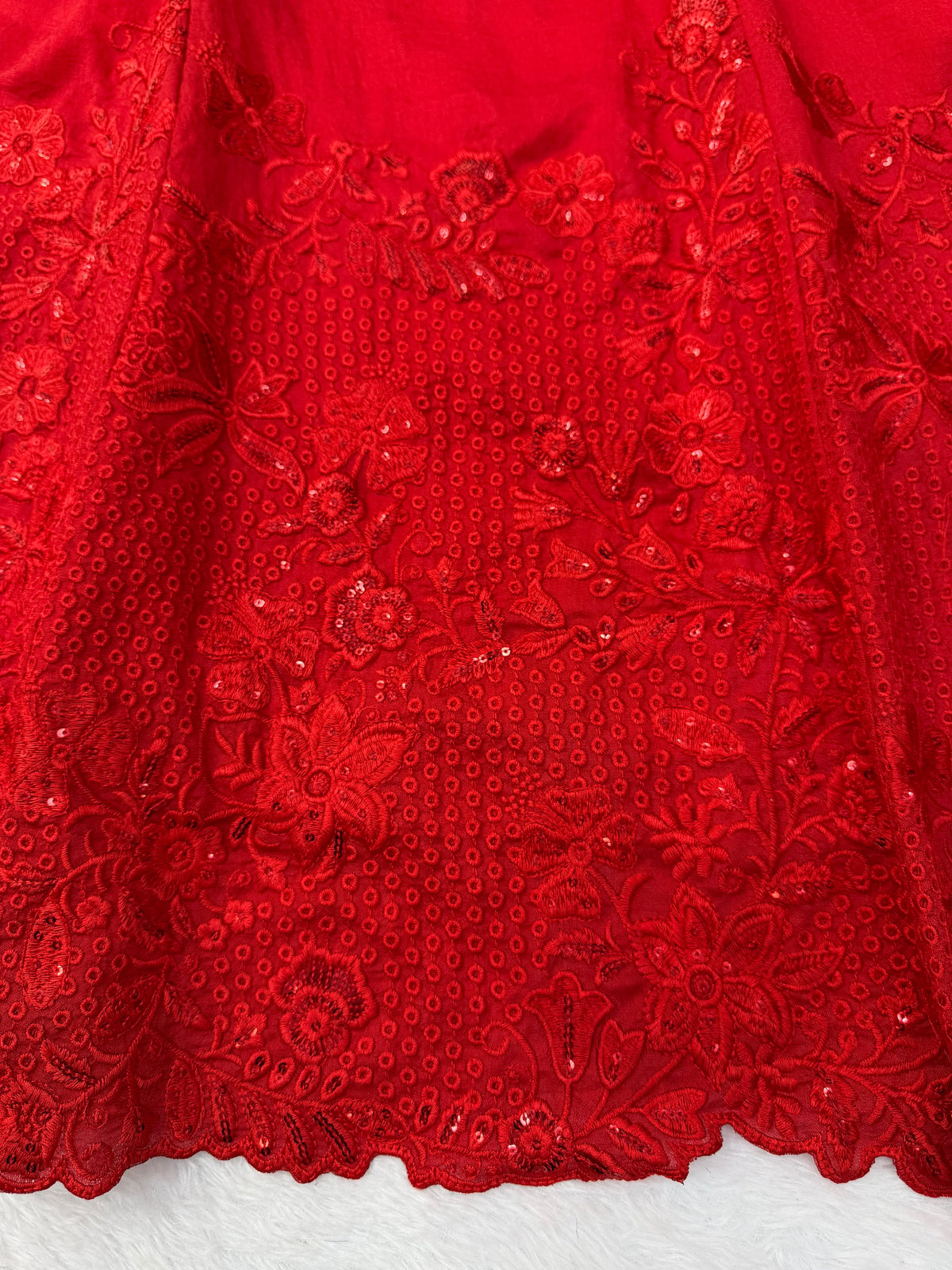 Effortless charm red velvet 3 pieces set Anarakali set