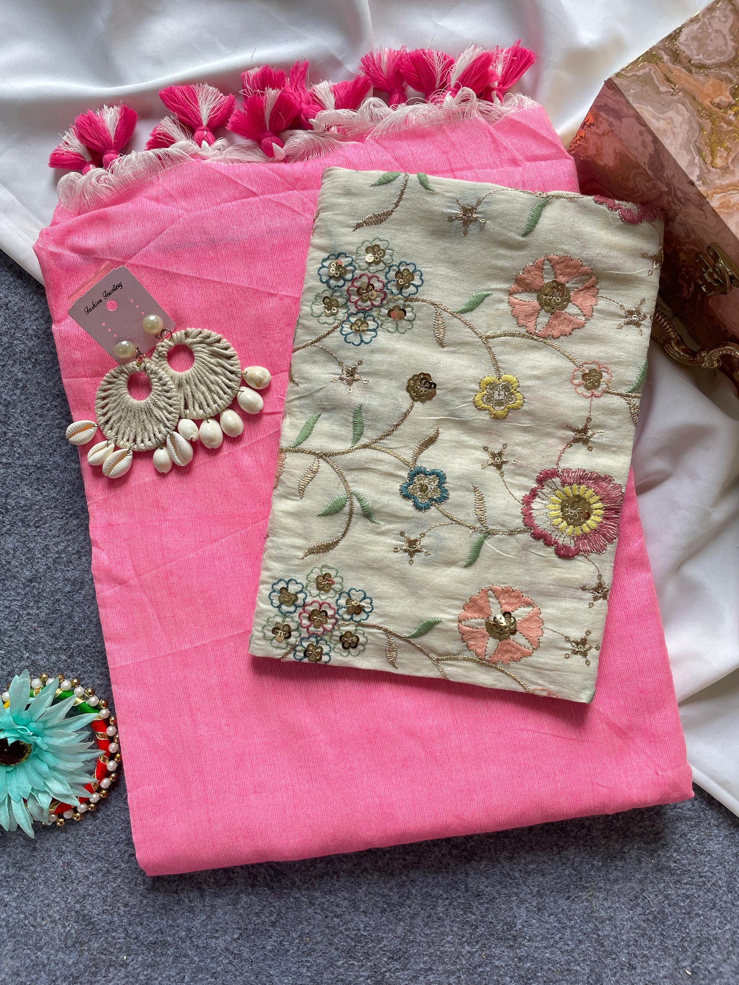 Budget Khadi cotton with beautiful work blouse
