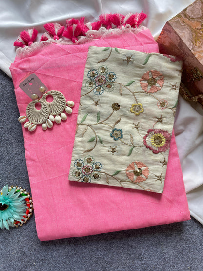 Budget Khadi cotton with beautiful work blouse