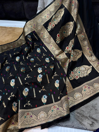 Semi pattu georgette Katan silk saree