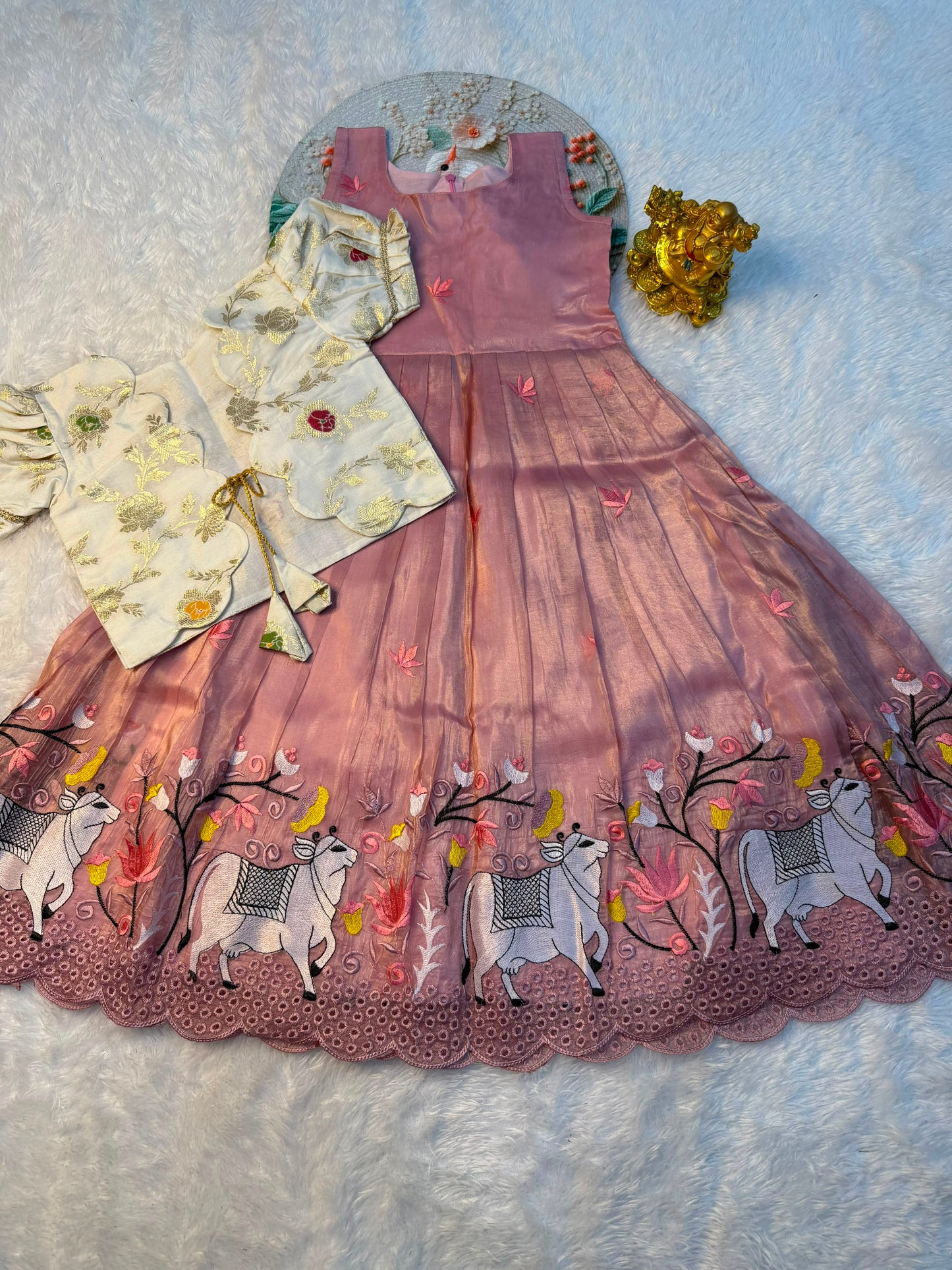 Pichwai embroidery kids cute Lehenga set