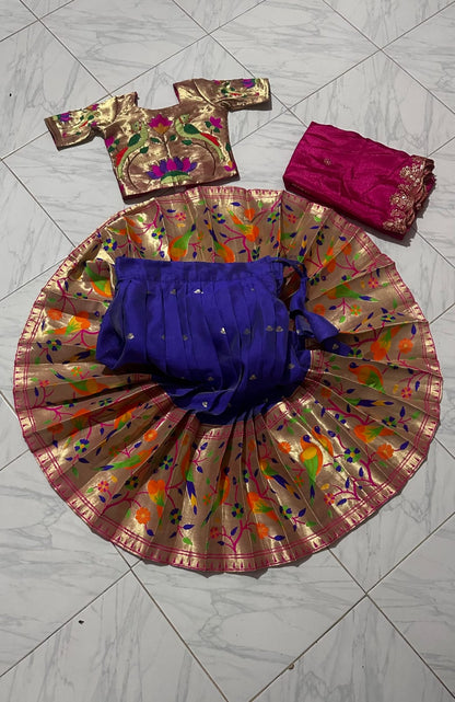 Kids cute paithani with dupatta sets