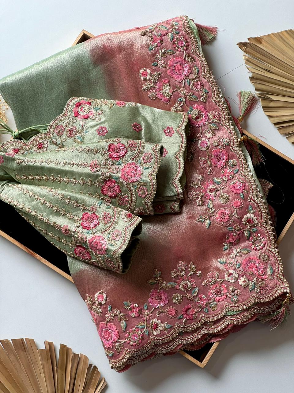 Luxe Pure Soft Mung Silk Saree with Designer Stitched  blouse