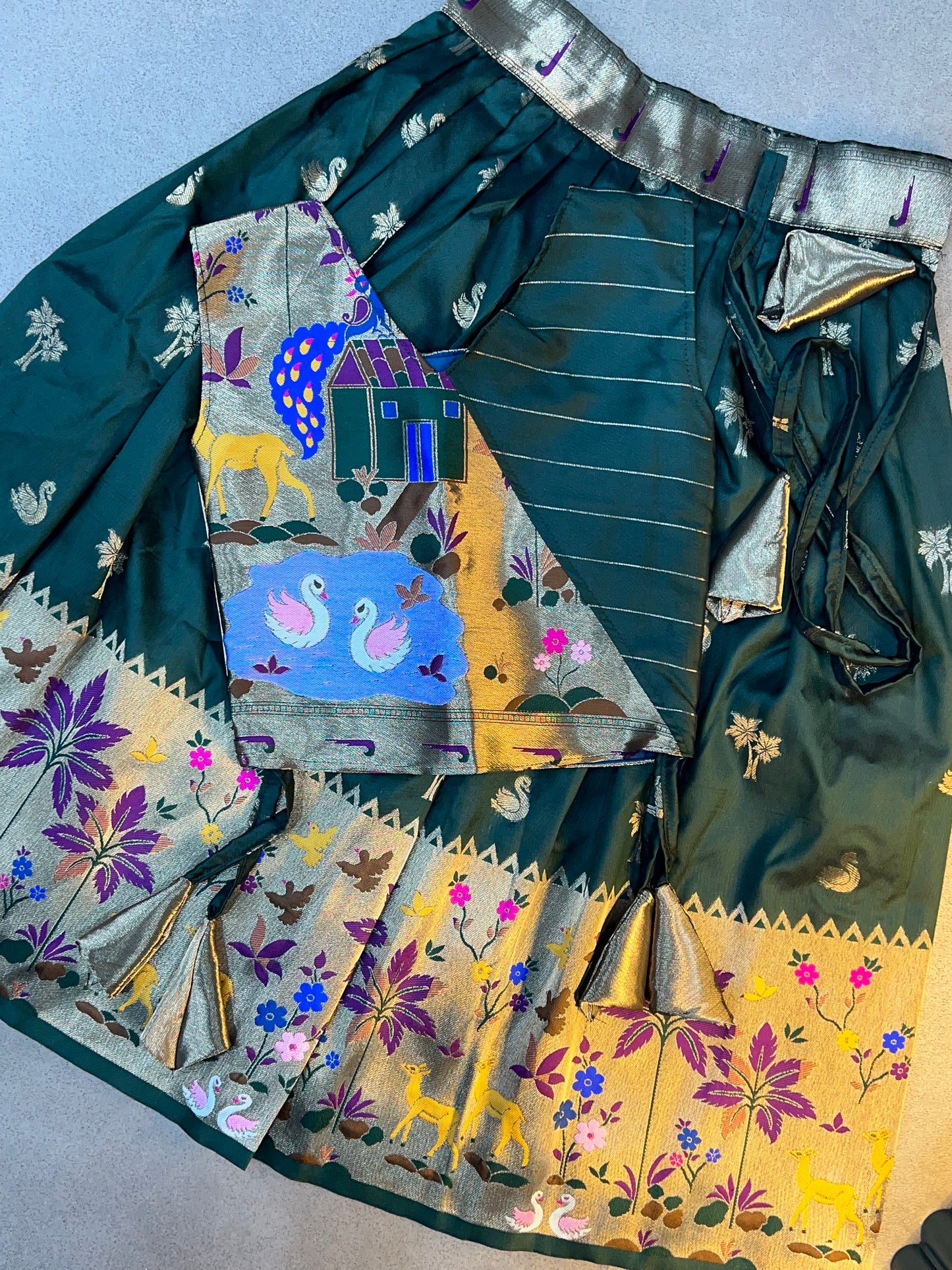 Paithani weaving kids Jungle model lehenga