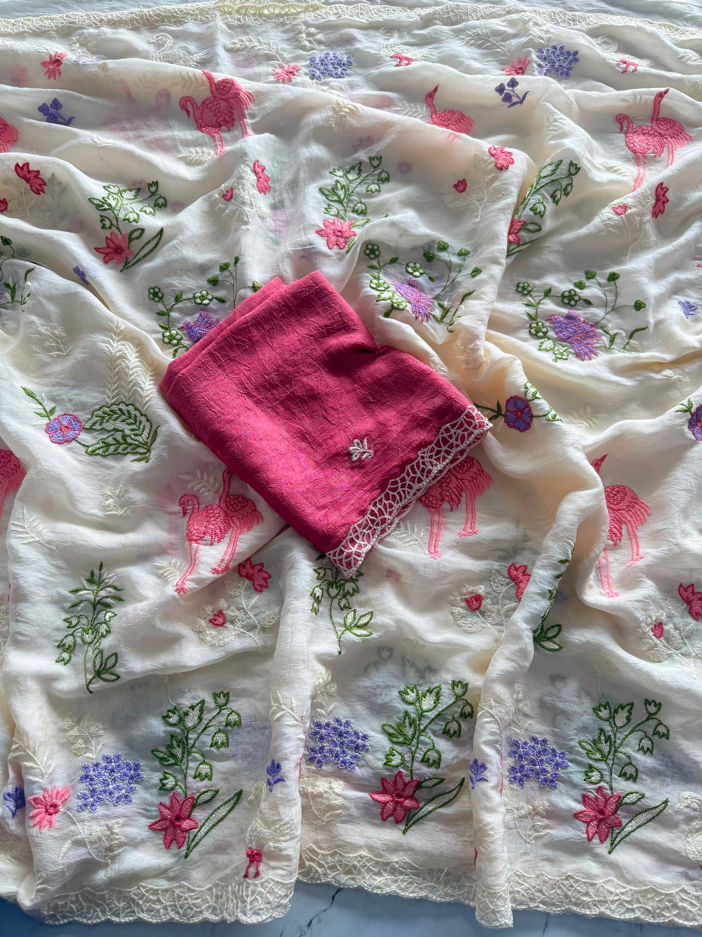 Trending Rangoli Silk Crush Saree With Multy Color Thread Work
