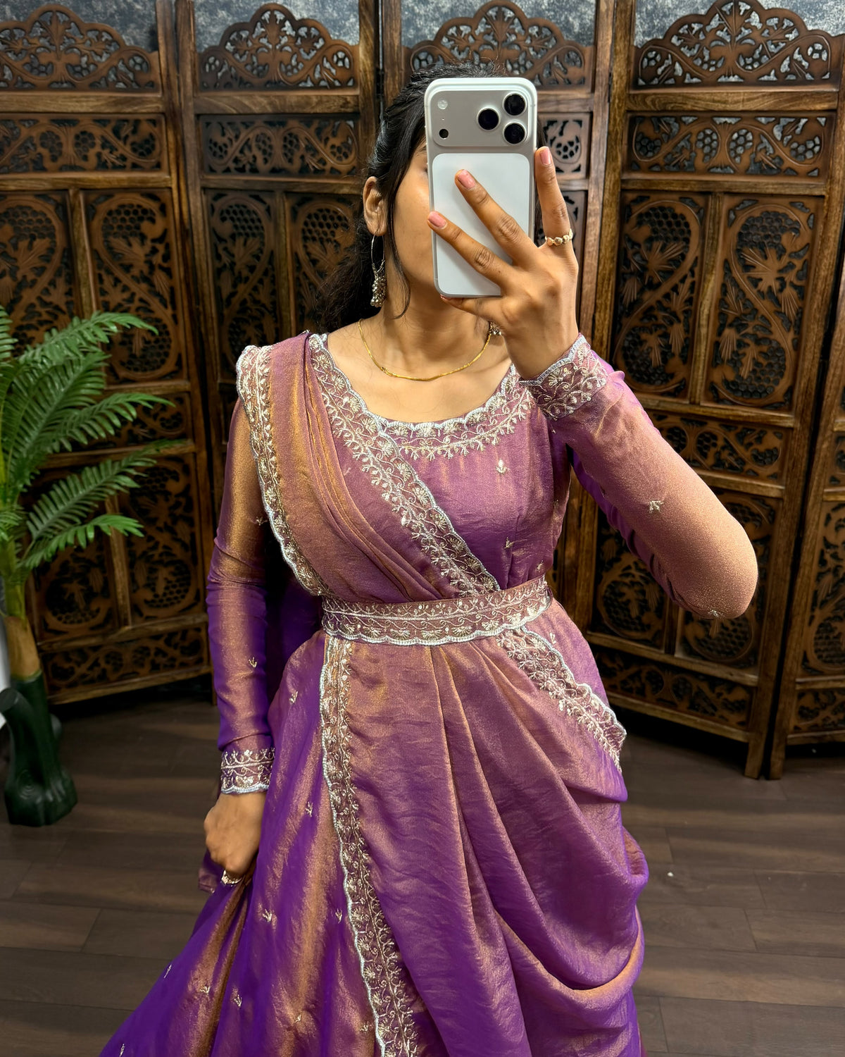 South style silk gown with dupatta