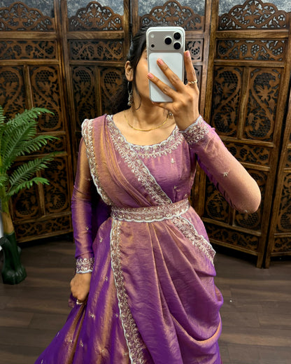 South style silk gown with dupatta