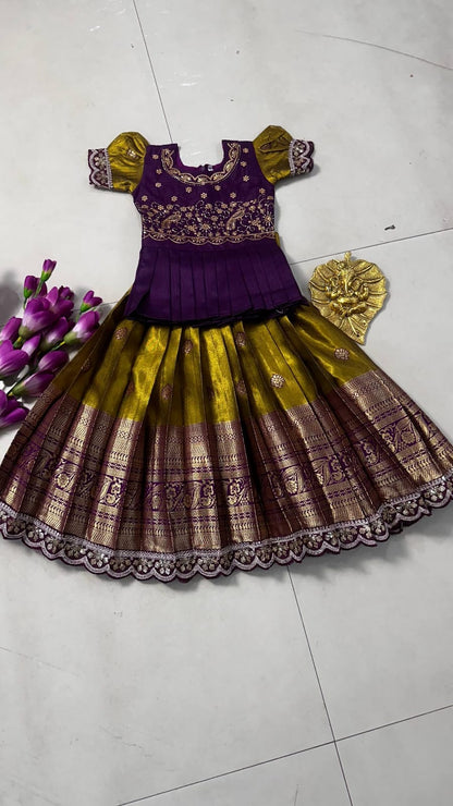 Kids cute  zari weaving work sets