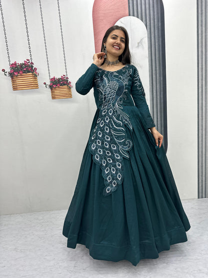 Big boss tanuja peacock long gown