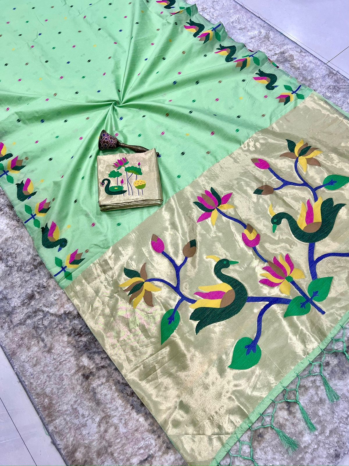 Khadi row silk vintage style zari saree