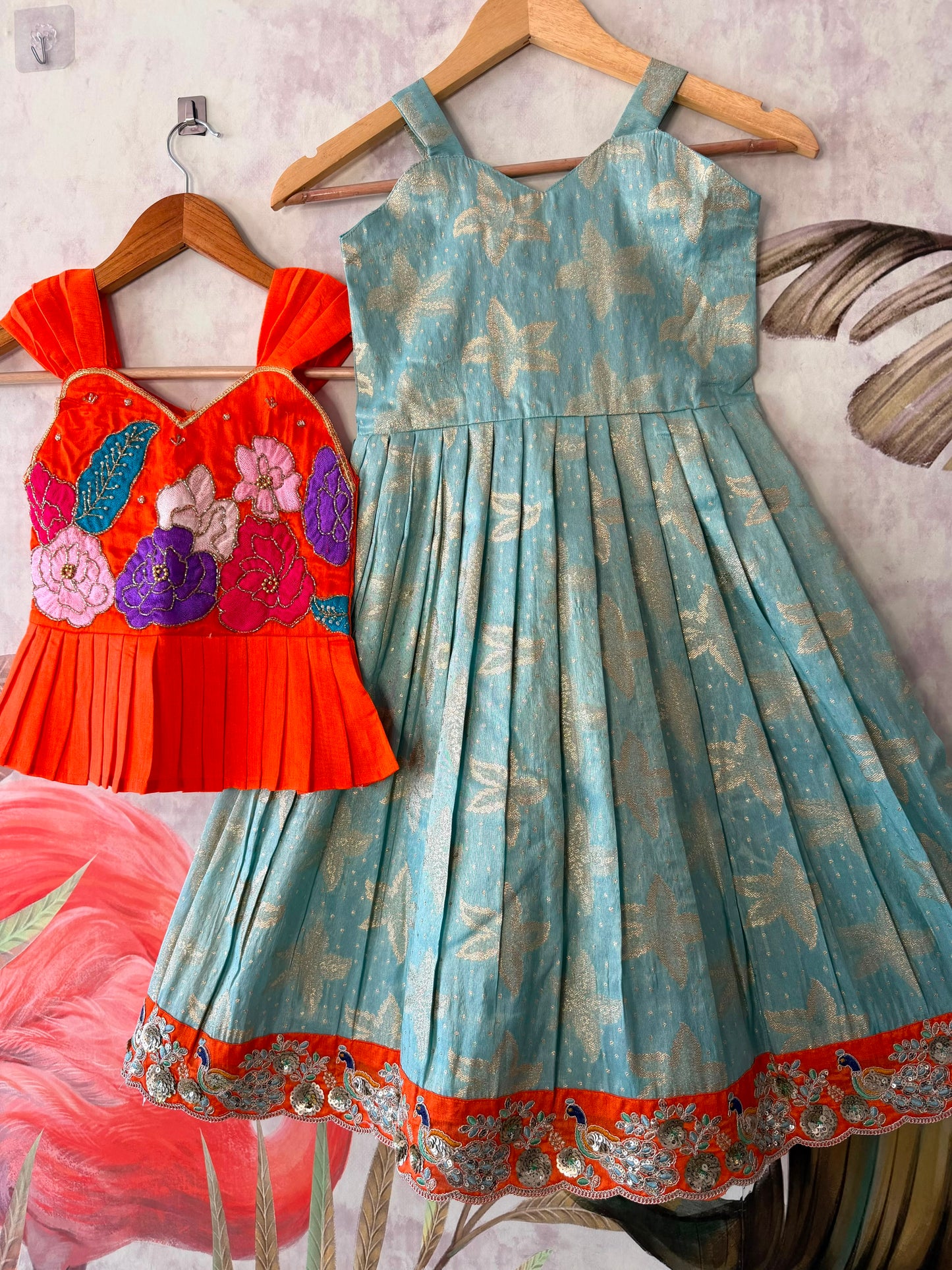Floral cute Gown with Maggam Work Coat❤️