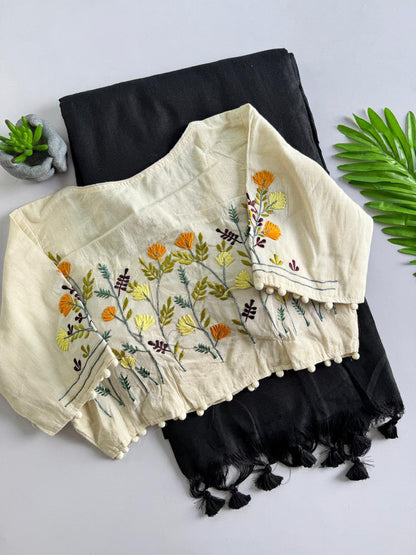 Cotton saree with stitched blouse