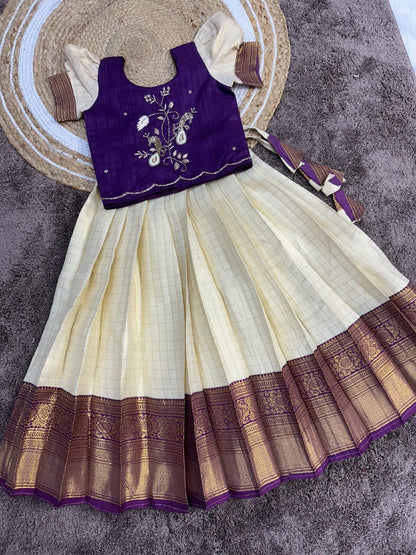 Kids cute Sravanamasam special semi Pavada sets