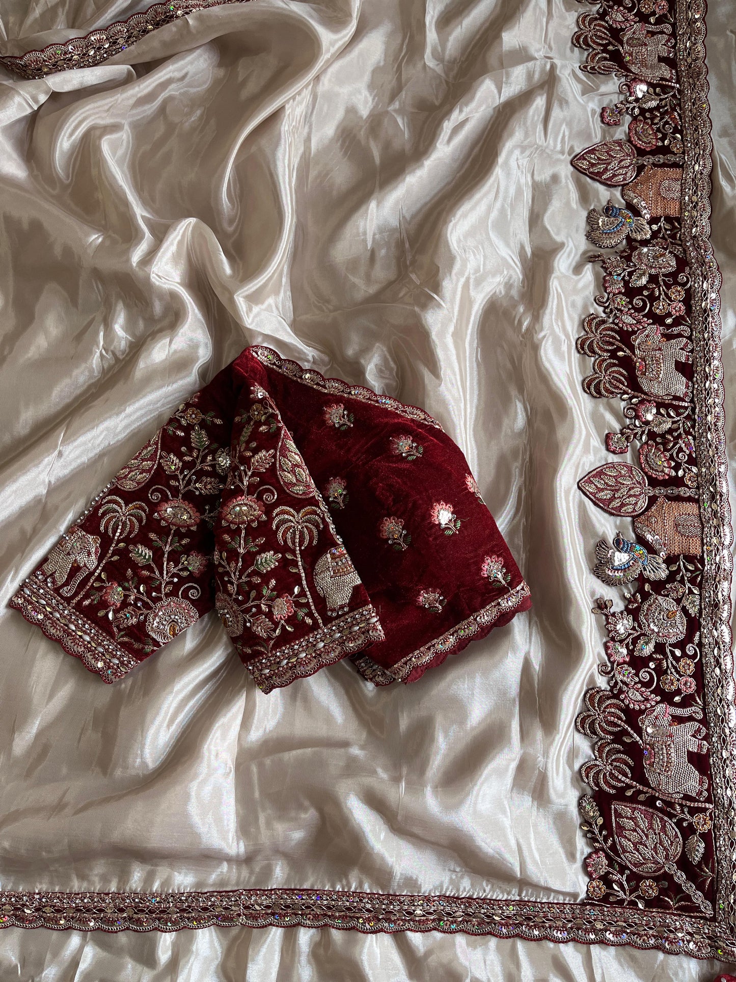 Luxe Pure Uppada coding work Stitched Saree with blouse