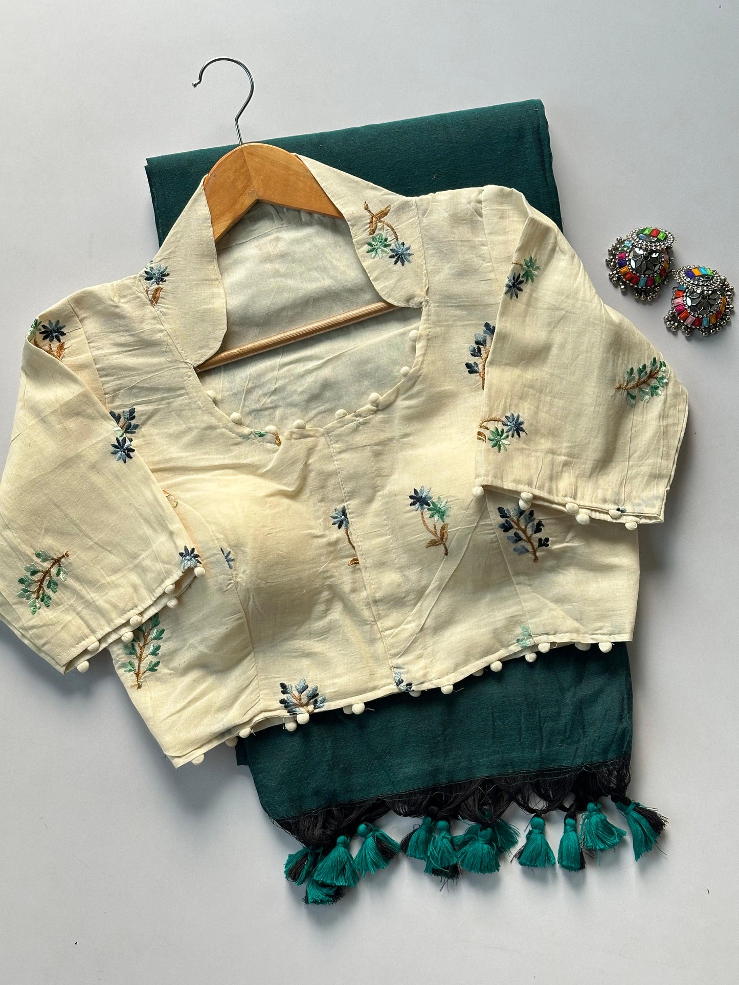Khadi cotton Collar neck Desginer stitched blouse