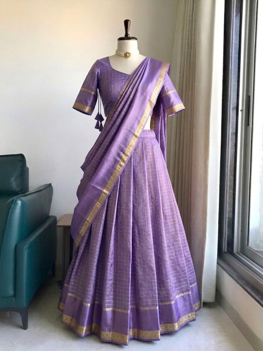 Checks Georgette Designer Lehenga