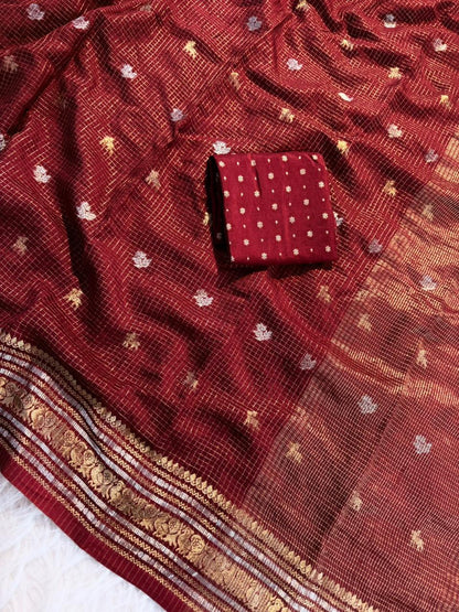 Viscose Chinon chit pallu silver and gold trendy look saree