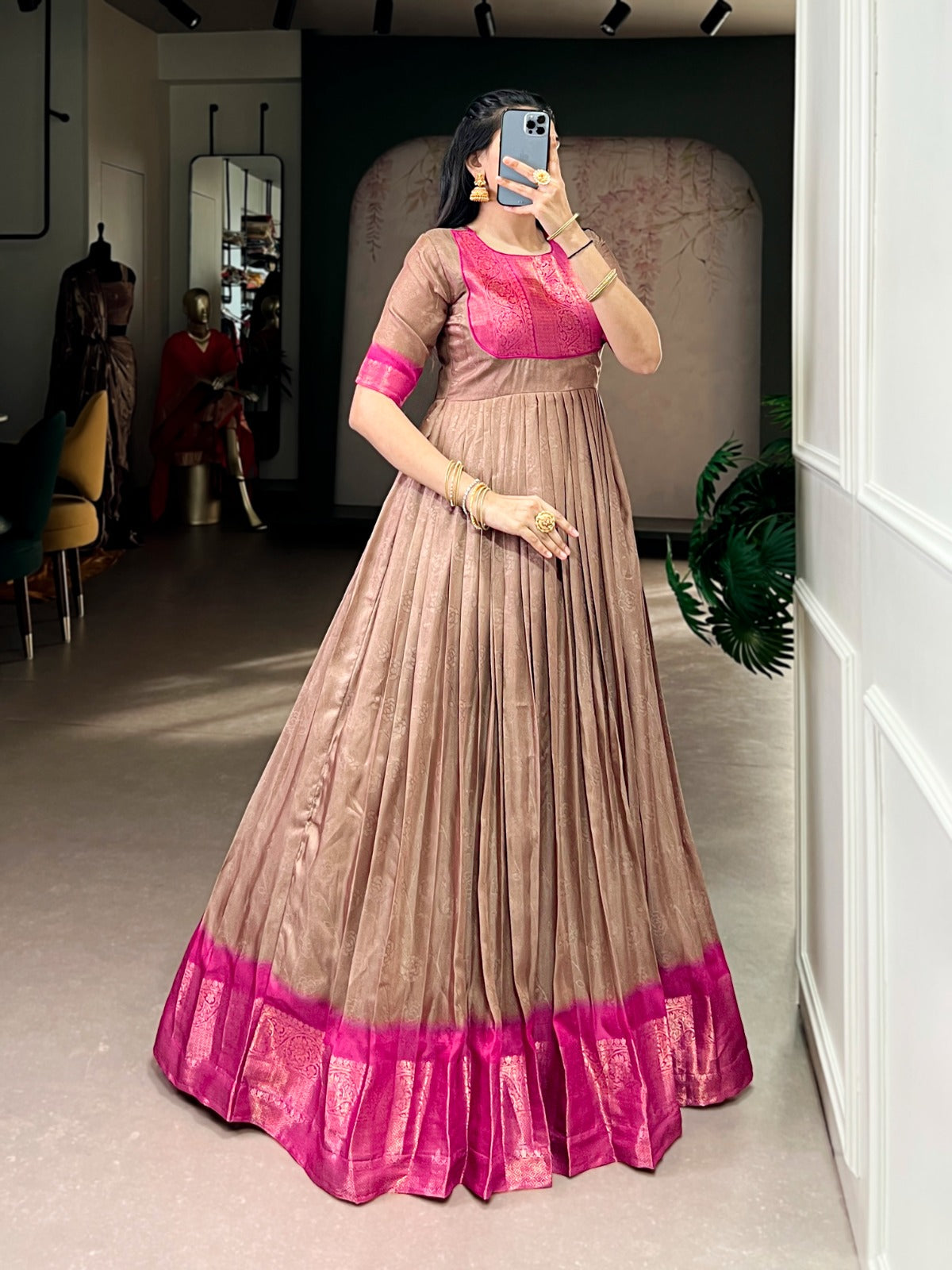 Classic long marshmello gowns  with weaving