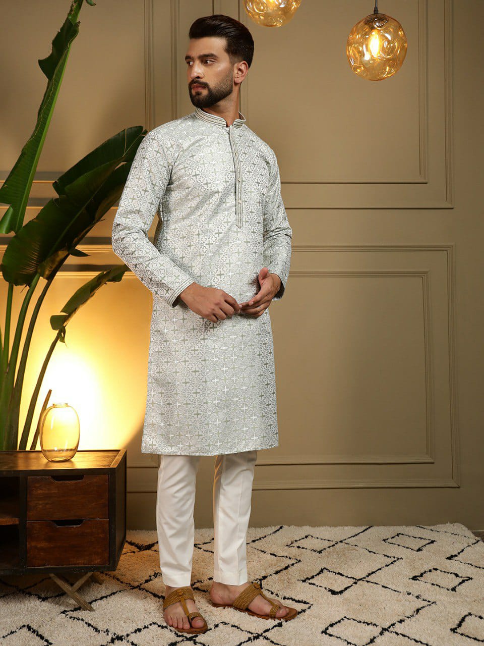 Semi Party wear gents kurta with paijama sets