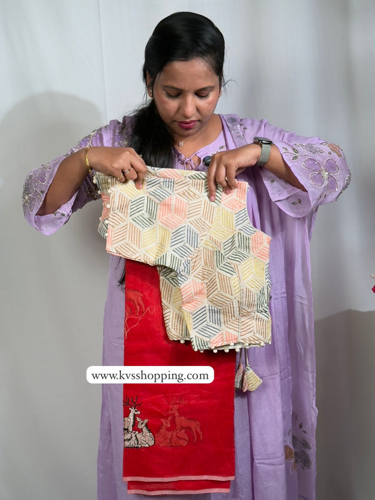 Summer special Chanderi saree with stitched blouses