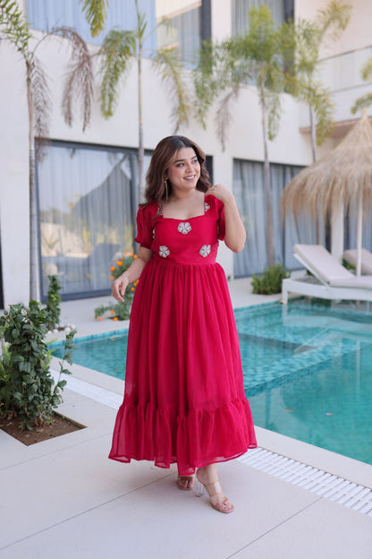 Fendi silk beads embroidery gowns