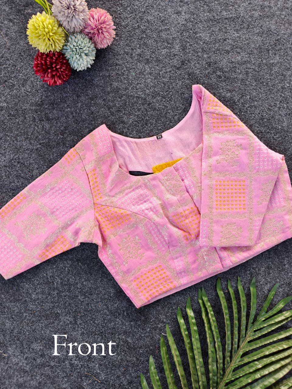 Viscose 2D  chinnon  saree with stitched blouse
